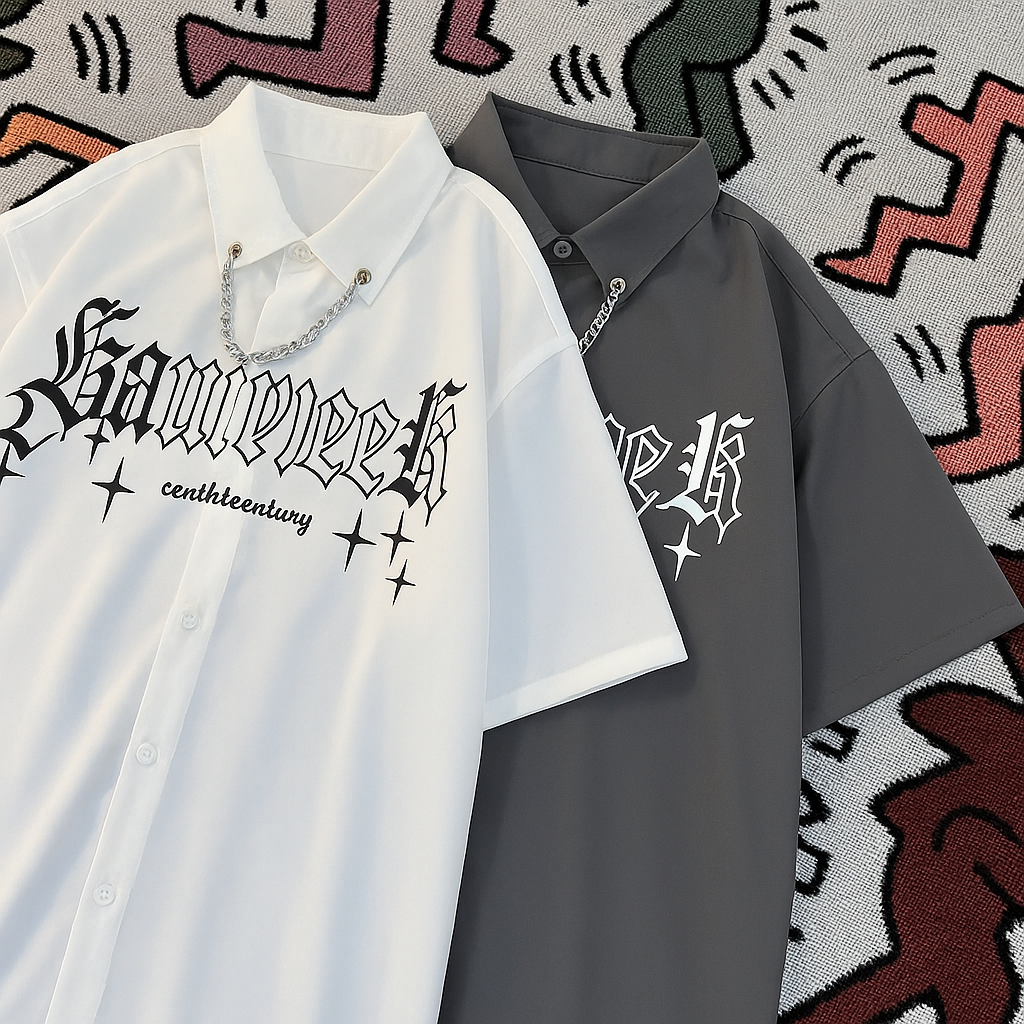 GOTHIC OVERSIZED STREETWEAR SHIRT.